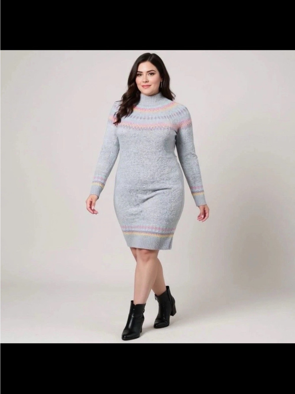 Torrid mini vegan cashmere mock neck fair isle sweater dress size 0/12 NWT